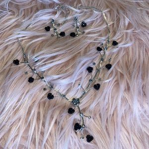 Silver Costume Necklace and Earrings Set